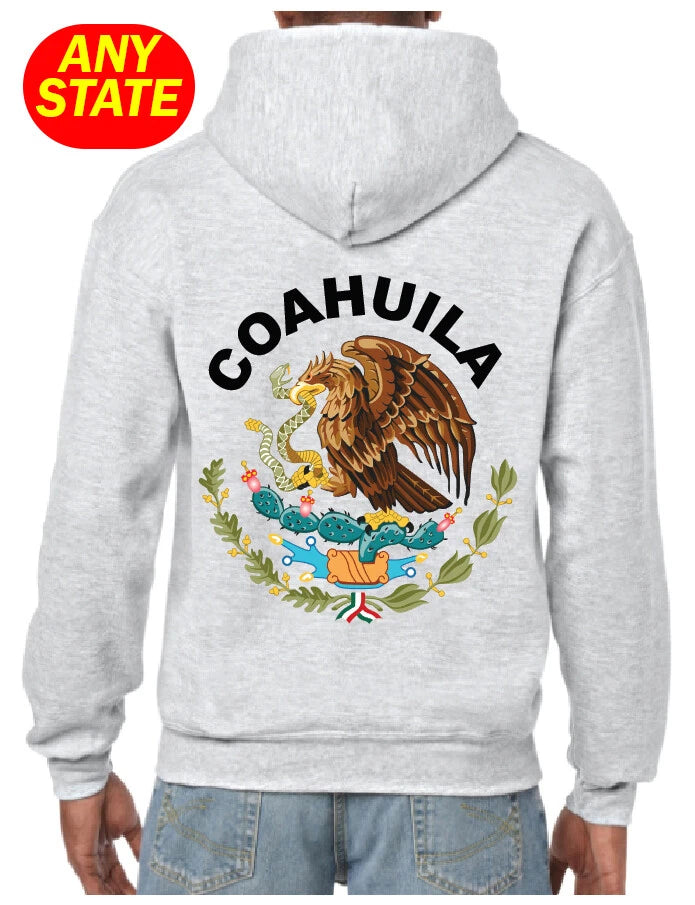 Escudo Mexico Mexican Hoodie Eagle Aguila States MX Sudadera Hooded Ash ZIPPER