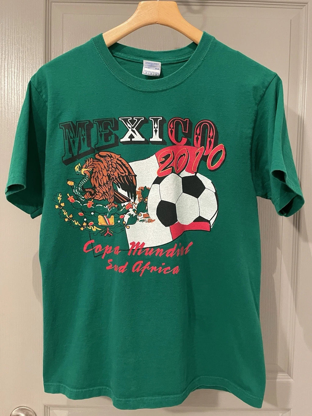 2010 Mexico World Cup South Africa Green Graphic Shirt Mens Medium Soccer Futbol