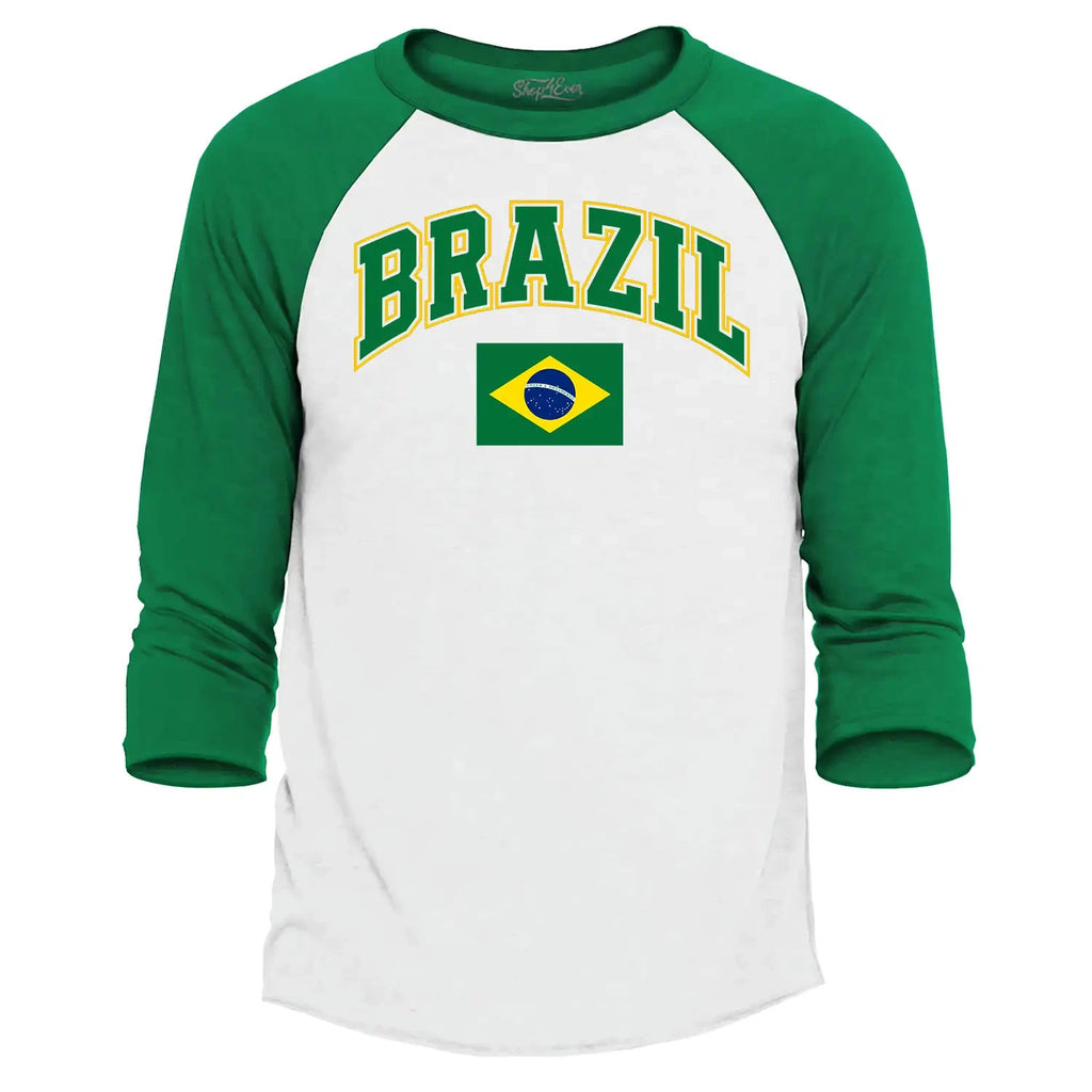 Brazil Flag Soccer Season Football Raglan Baseball Brazilian Flag Shirt