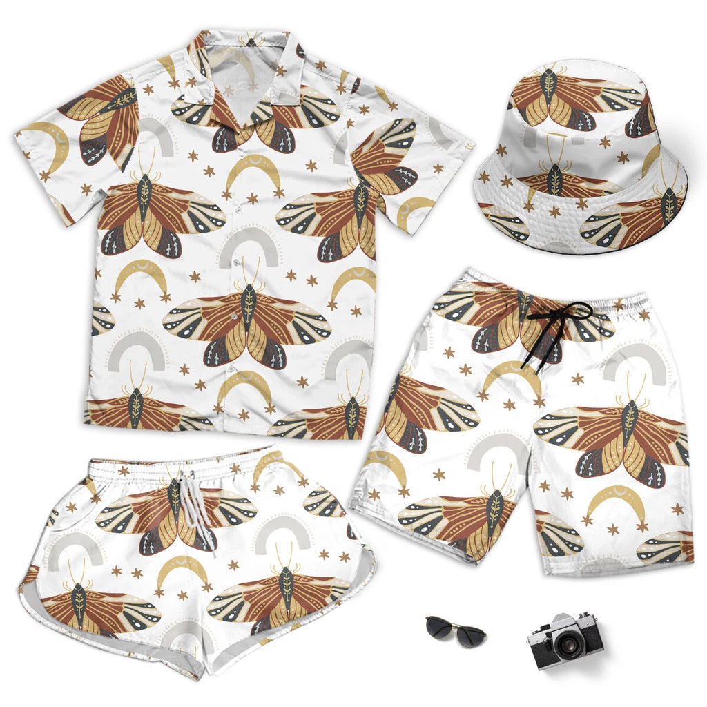 Boho Butterfly Seamless Short Beach Men Women Short And Hawaiian Shirt