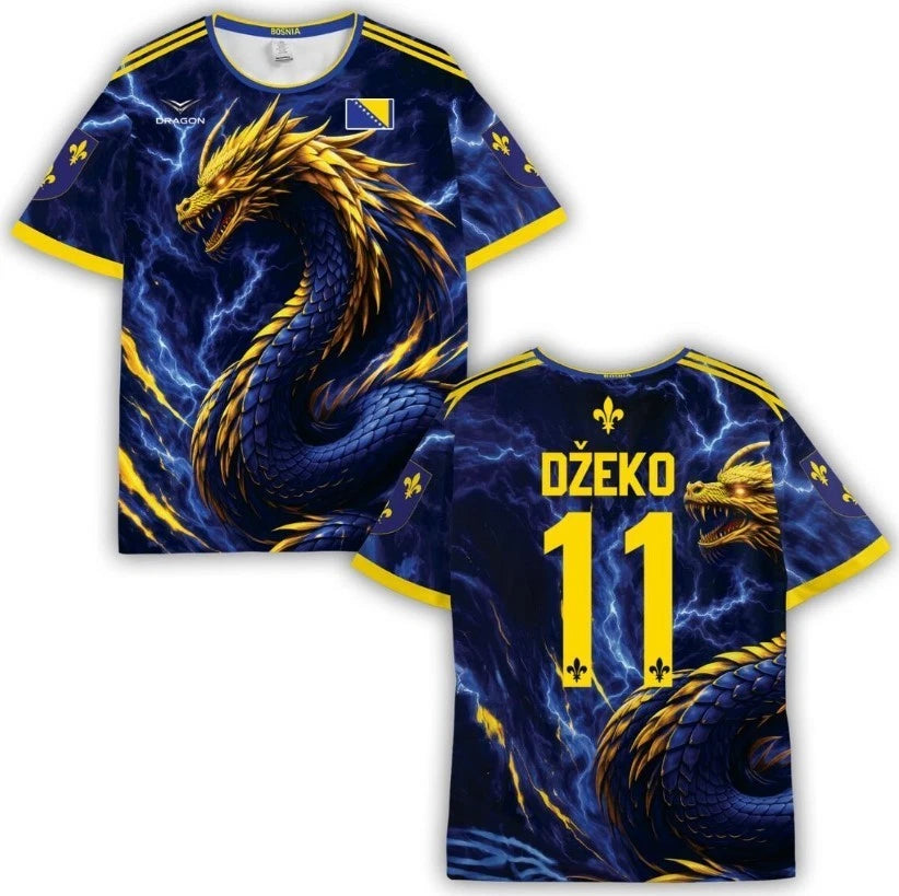 Bosnia Herzegovina Soccer Fan 3D T-Shirt Custom Name Number Football Tee