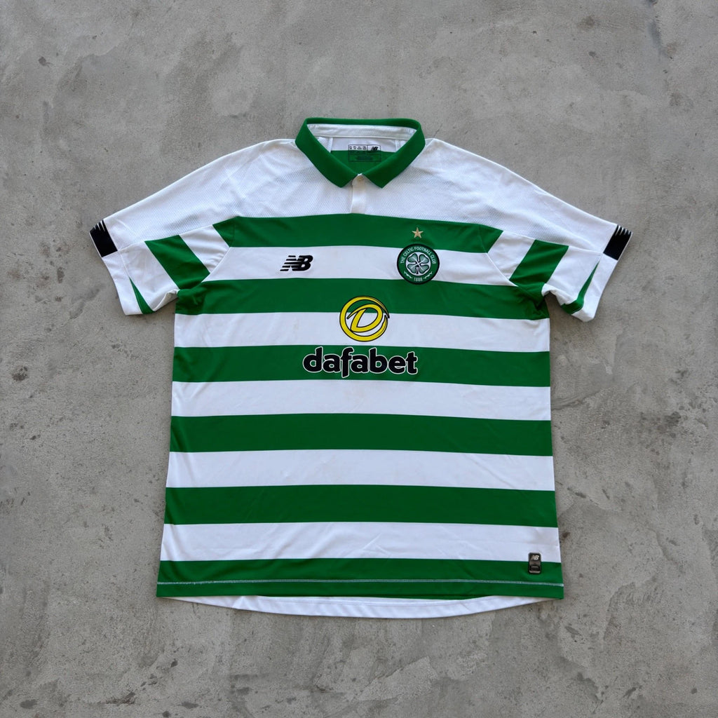 Vintage New Balance Celtic FC Home Jersey Green White Hoops Soccer Shirt XXL
