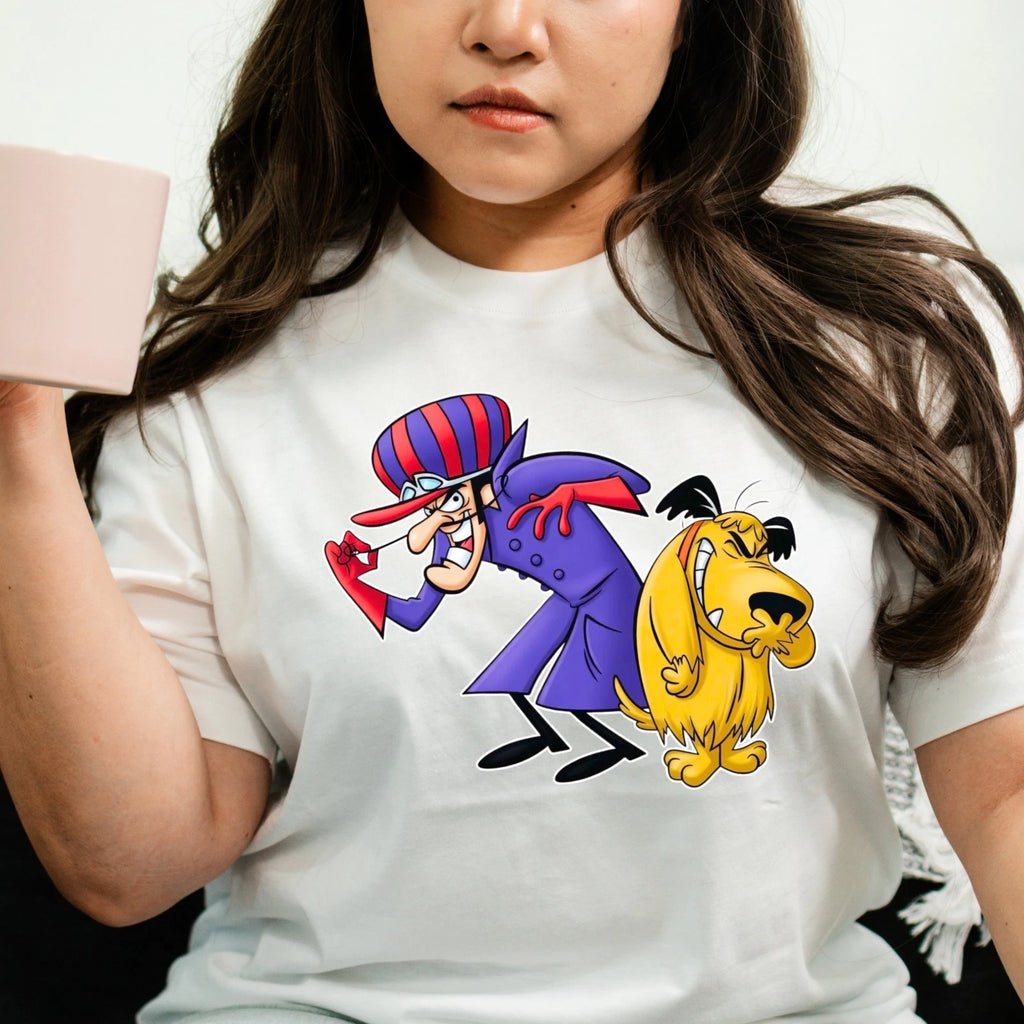Wacky Races Dastardly And Muttley Retro T-Shirt Shirt Cartoon Hero Mens Clothing