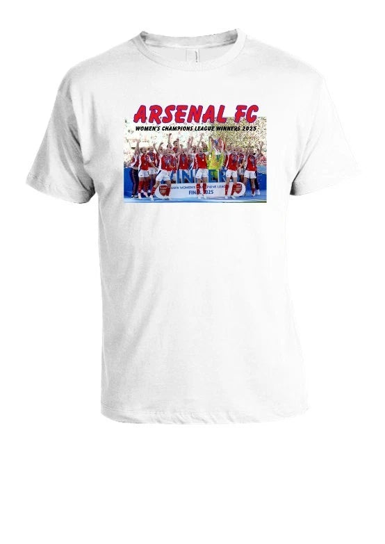 Arsenal FC Women Champions League Winner 25 T-Shirt Adult & Kids sizes available