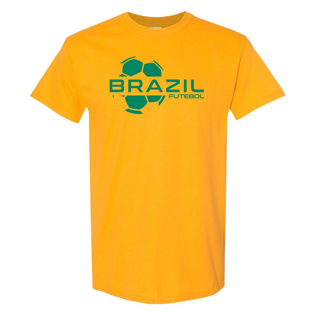 Brazil Football Strike - Soccer Sports Short Sleeve T-Shirt - Gold