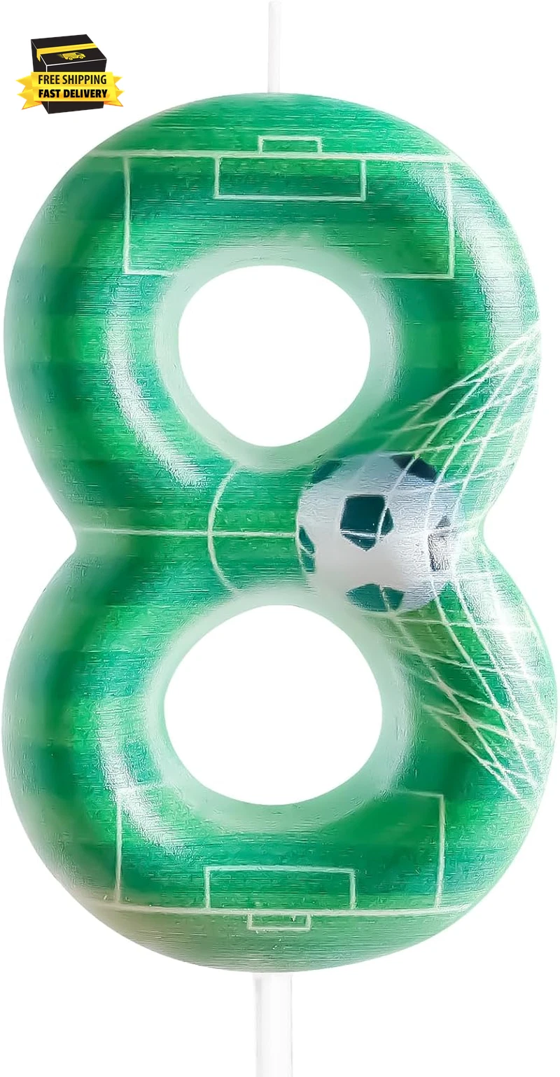 Soccer Birthday Candle Number 8 Candle Soccer Football Cake Decoration Happy Bir