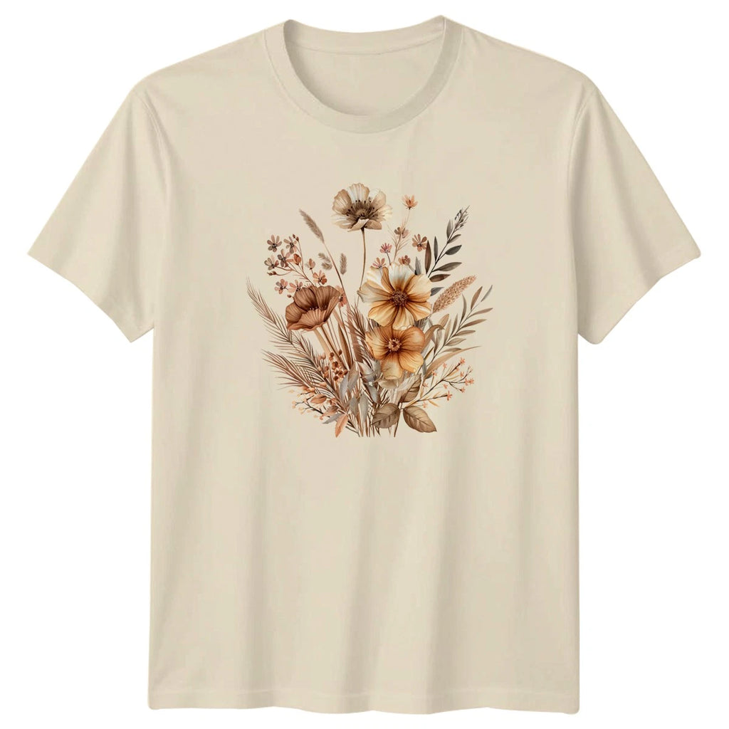 Boho Floral T-Shirt Womens Spring Nature Gift For Her