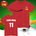 Personalised Spain Football T-Shirt Custom Name And Number Sports Lover Top