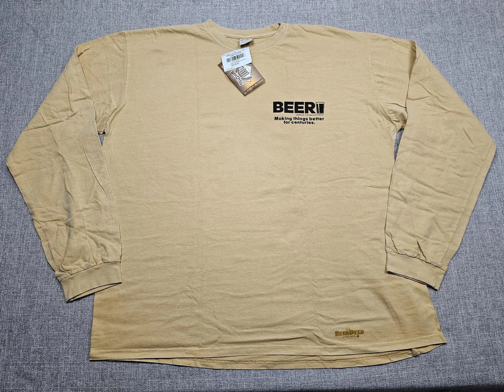 Crazy Shirts Hawaii Shirt Mens 2XL Beer RX Long Sleeve Tan Funny Beer Dyed