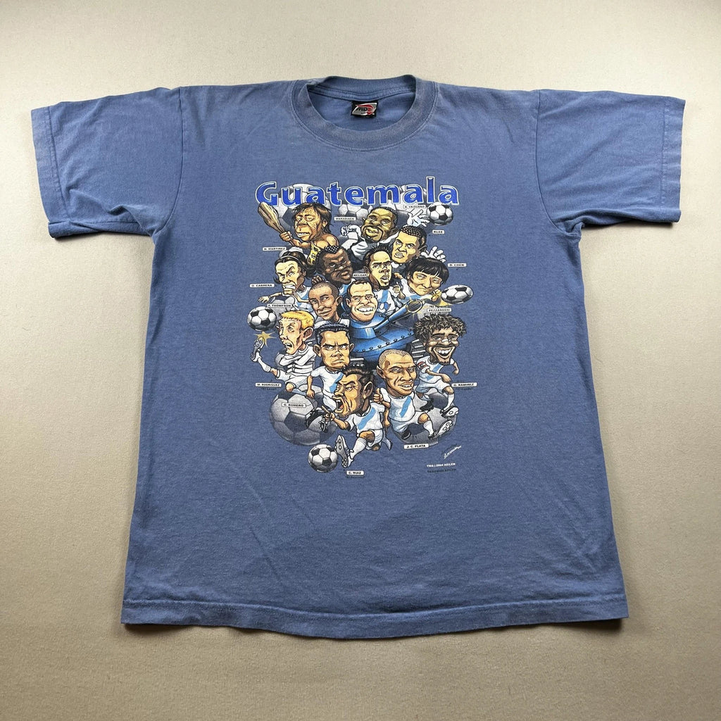Vintage Guatemala Soccer Team T-Shirt Mens Medium Blue Cartoon Futbol FIFA 2004