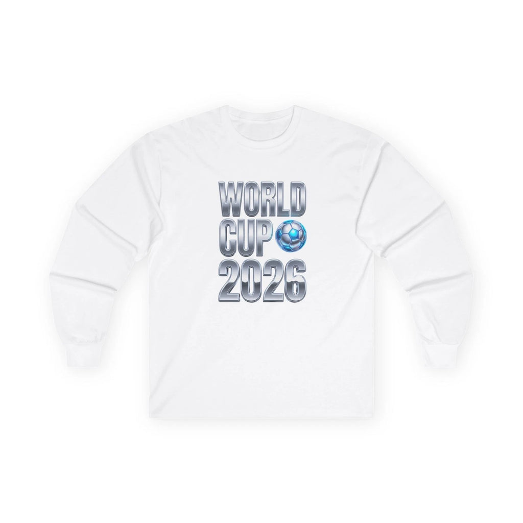 World Cup 2026 Soccer Logo Long Sleeve Tee | Metallic Football Text
