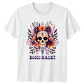 Boho Haunt Womens T-Shirt Boho Halloween Floral Skull Halloween Gift For Her