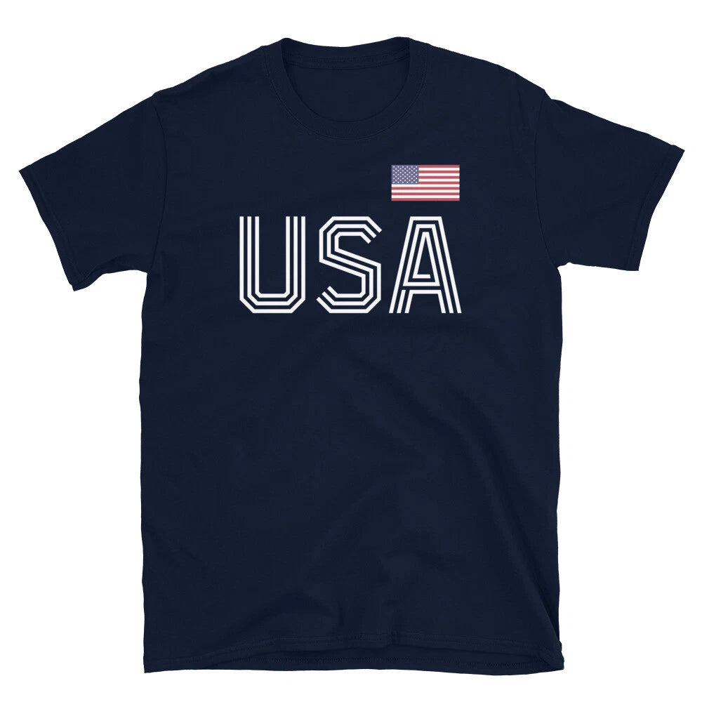 USA Flag Soccer Futbol Sports Fan Fourth of July Short-Sleeve Unisex T-Shirt