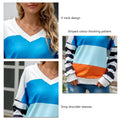 Women Long Sleeve Tops Stylish Patchwork V Neck Casual Tops For Office And Outdo