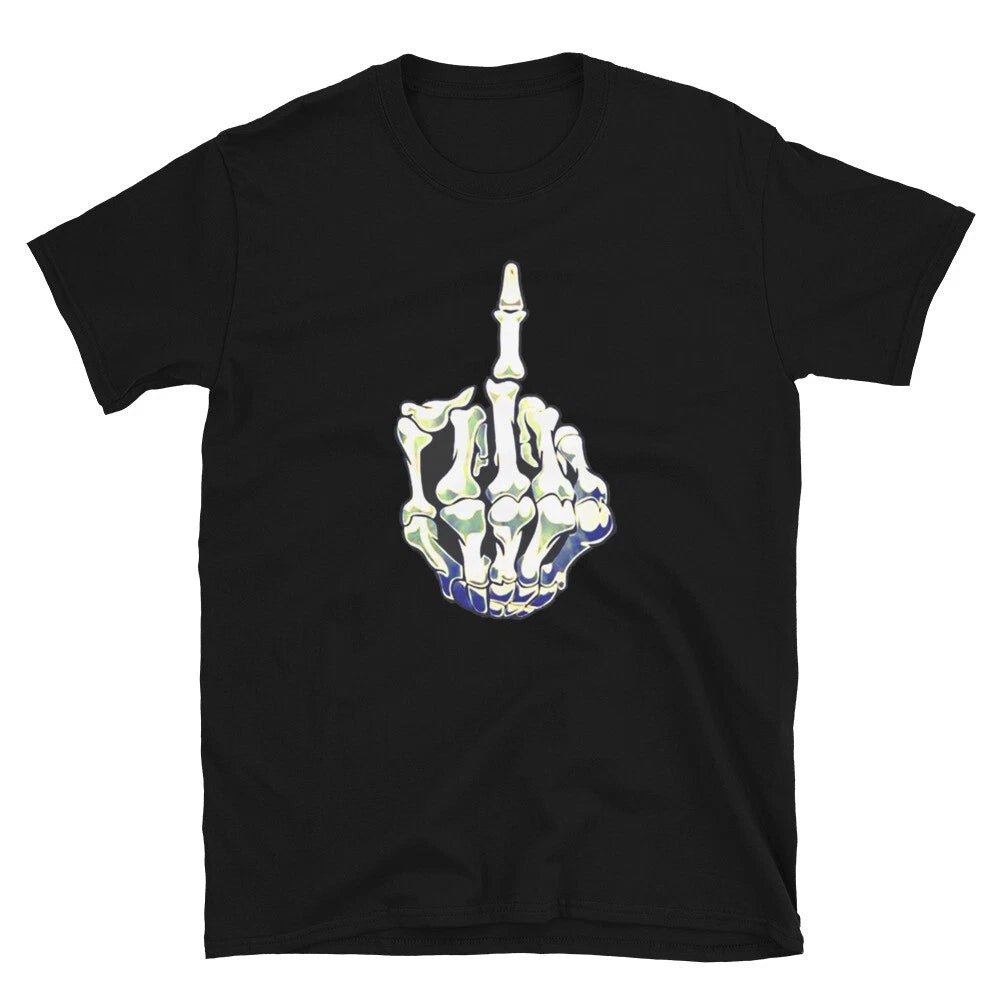 skeleton hand showing finger fun trendy graphic Short-Sleeve Unisex T-Shirt
