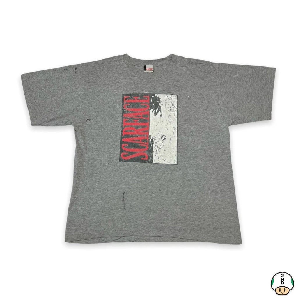 Vintage Scarface T Shirt Mens XL Gray Tony Montana Distressed Y2K Movie Tee