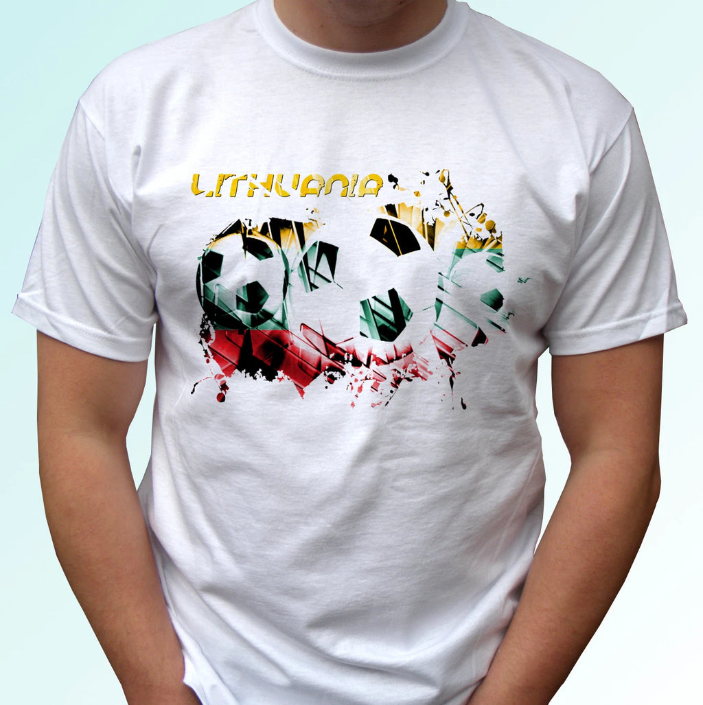 Lithuania football flag white t shirt soccer style design mens womens kids baby