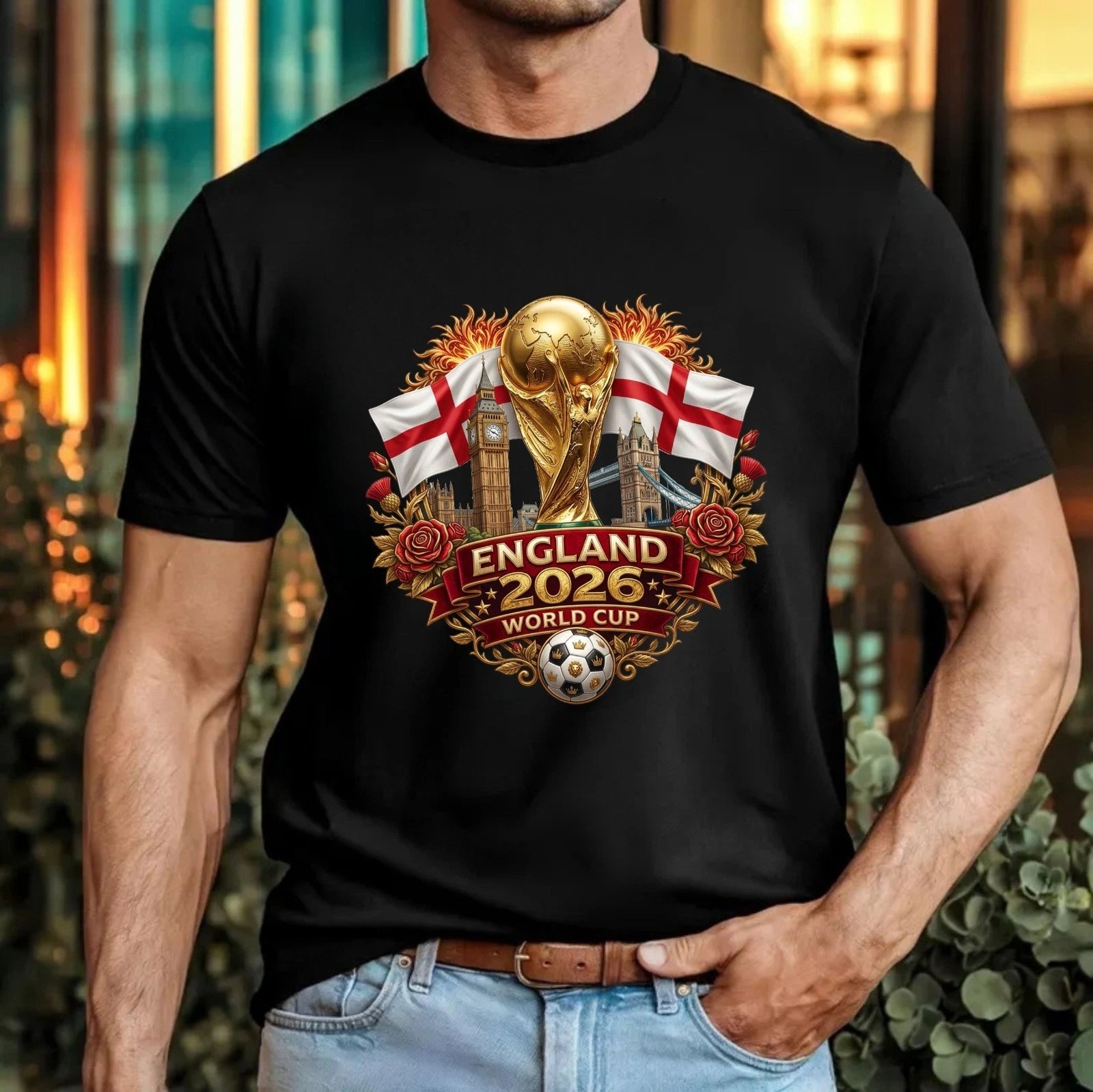 England 2026 Tournament T-Shirt Big Ben Trophy Football Fan Unisex Gift Tee Top