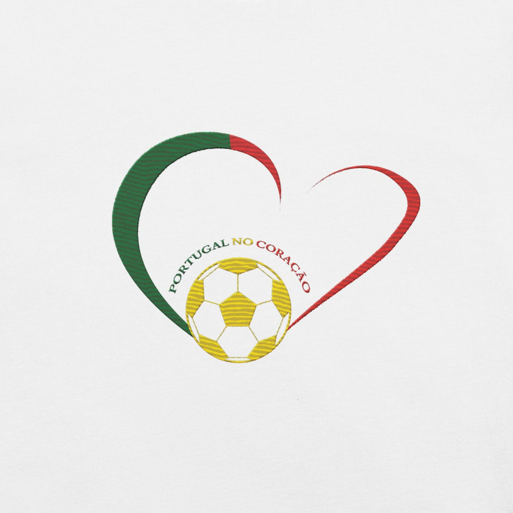 Soccer White T-Shirt Portugal Heart Embroided World Cup Premium Tee Shirt 2026