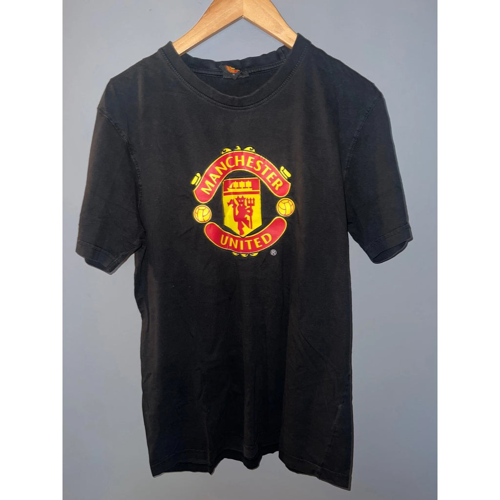Manchester United Graphic T-Shirt Mens Large Black Soccer Football Club Crest L