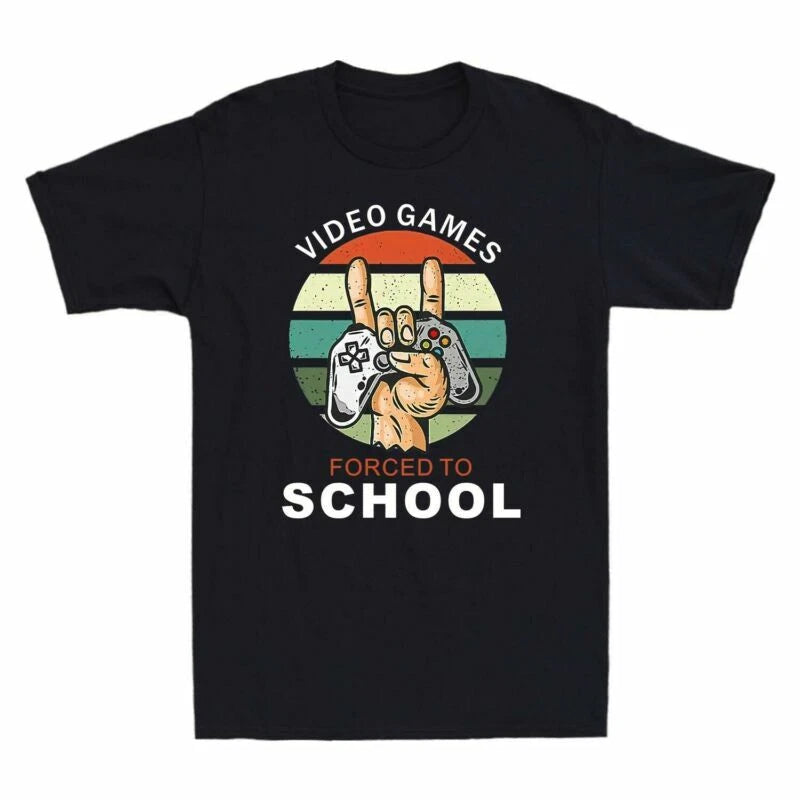Born To School Funny Men's Tee Adult Games Play Video Forced To Vintage