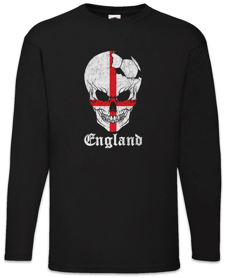 England Football Skull I Men Long Sleeve T-Shirt english Soccer Flag World