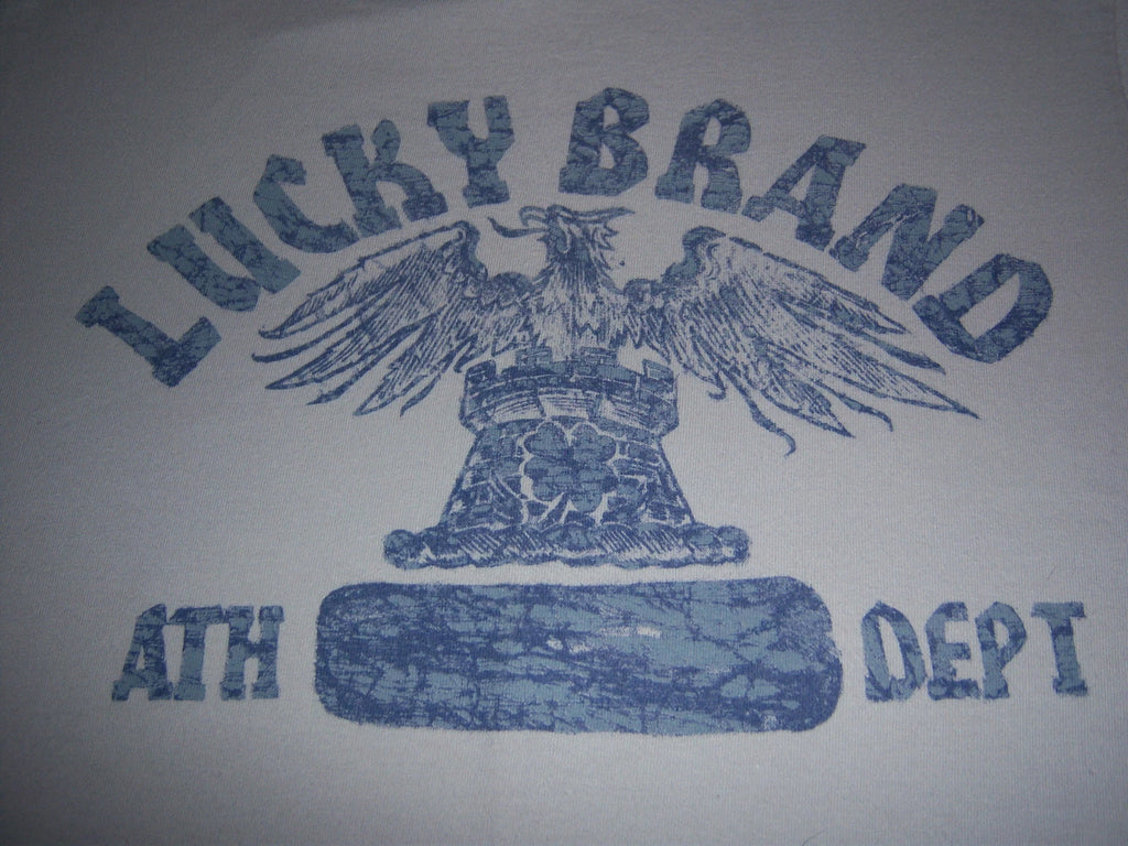 beige ATHLETIC DEPARTMENT t shirt by LUCKY BRAND - POP ART DESIGN - (M)