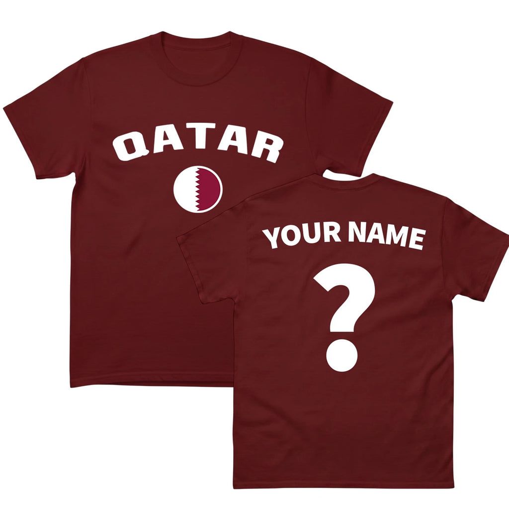 Qatar  football T Shirt, Personalised football Tee, Custom Name and Number Top