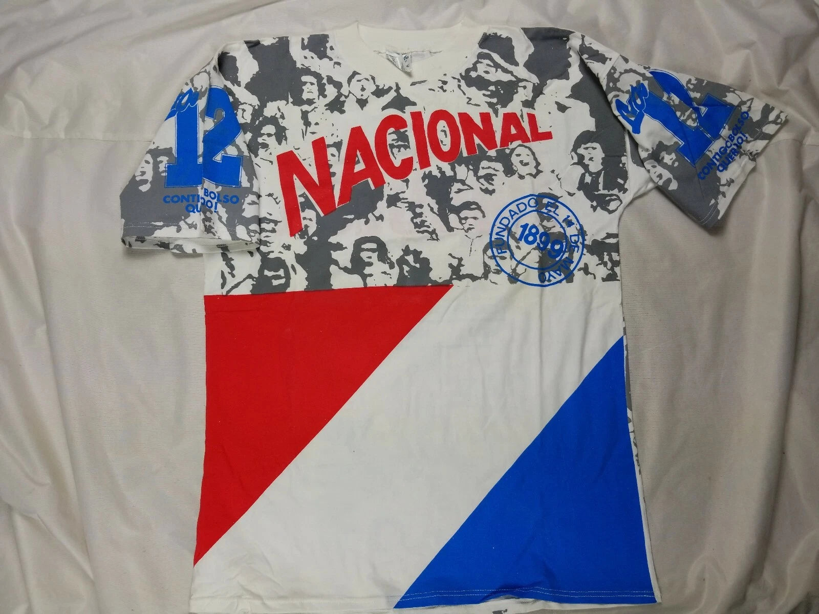 Vintage C. N. DE F. NACIONAL TRICOLOR FOOTBALL SOCCER ALL OVER SHIRT