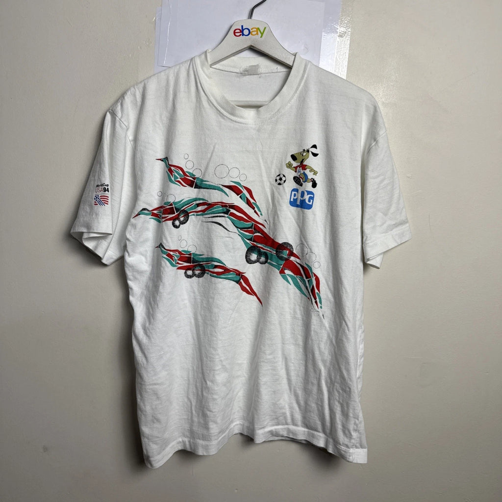 Vintage 1994 Soccer World Cup Shirt Mens M Short Sleeve Cotton White PPG