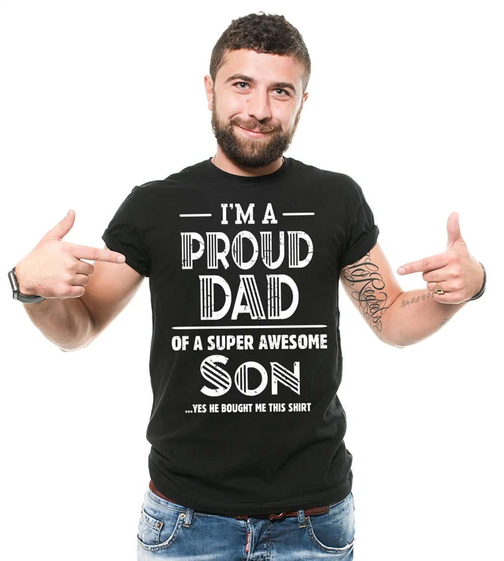 I'm A Proud Dad Of A Super Awesome Son Shirt Dad And Son Tee Father Dad Gifts