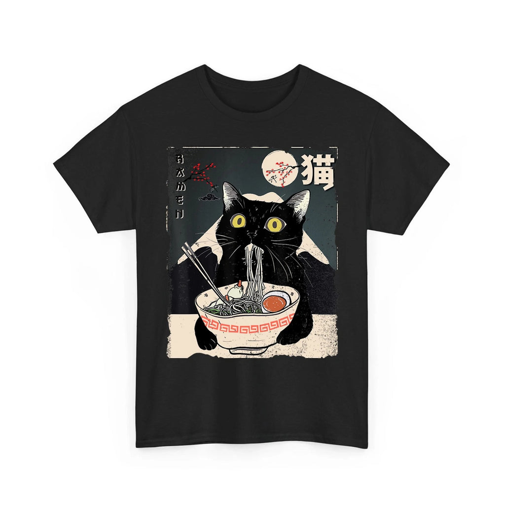 Cat Ramen Japanese Funny Graphic Tees Kawaii Cat Anime Gifts Unisex T-Shirt