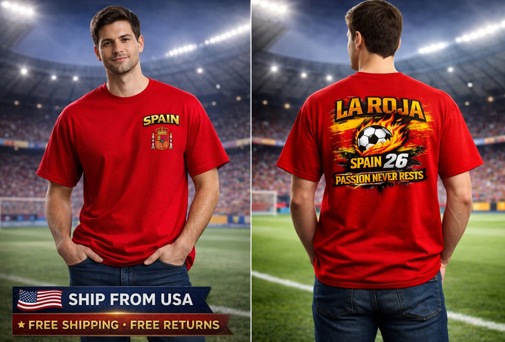 Spain La Roja Soccer Fan Graphic Unisex T-Shirt Spain Football World Cup 2026