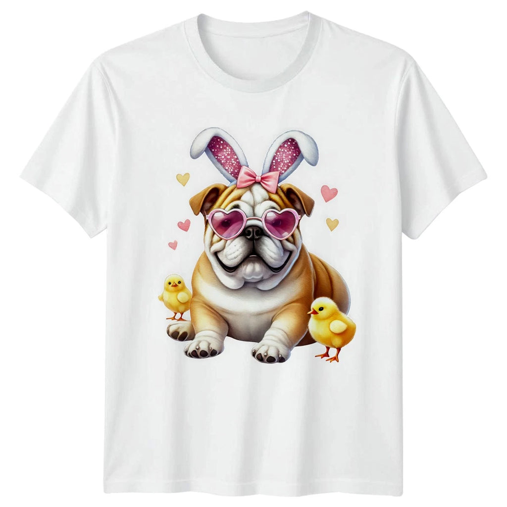 Cute Bulldog With Bunny Ears Womens T-Shirt Bulldog Dog Easter Gift For Her