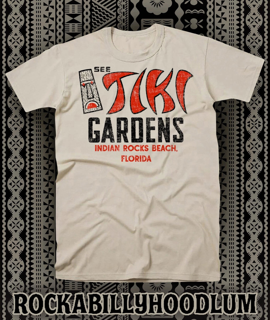 Retro Travel Tee T Shirt Vtg Art State Souvenir Florida Tiki Gardens