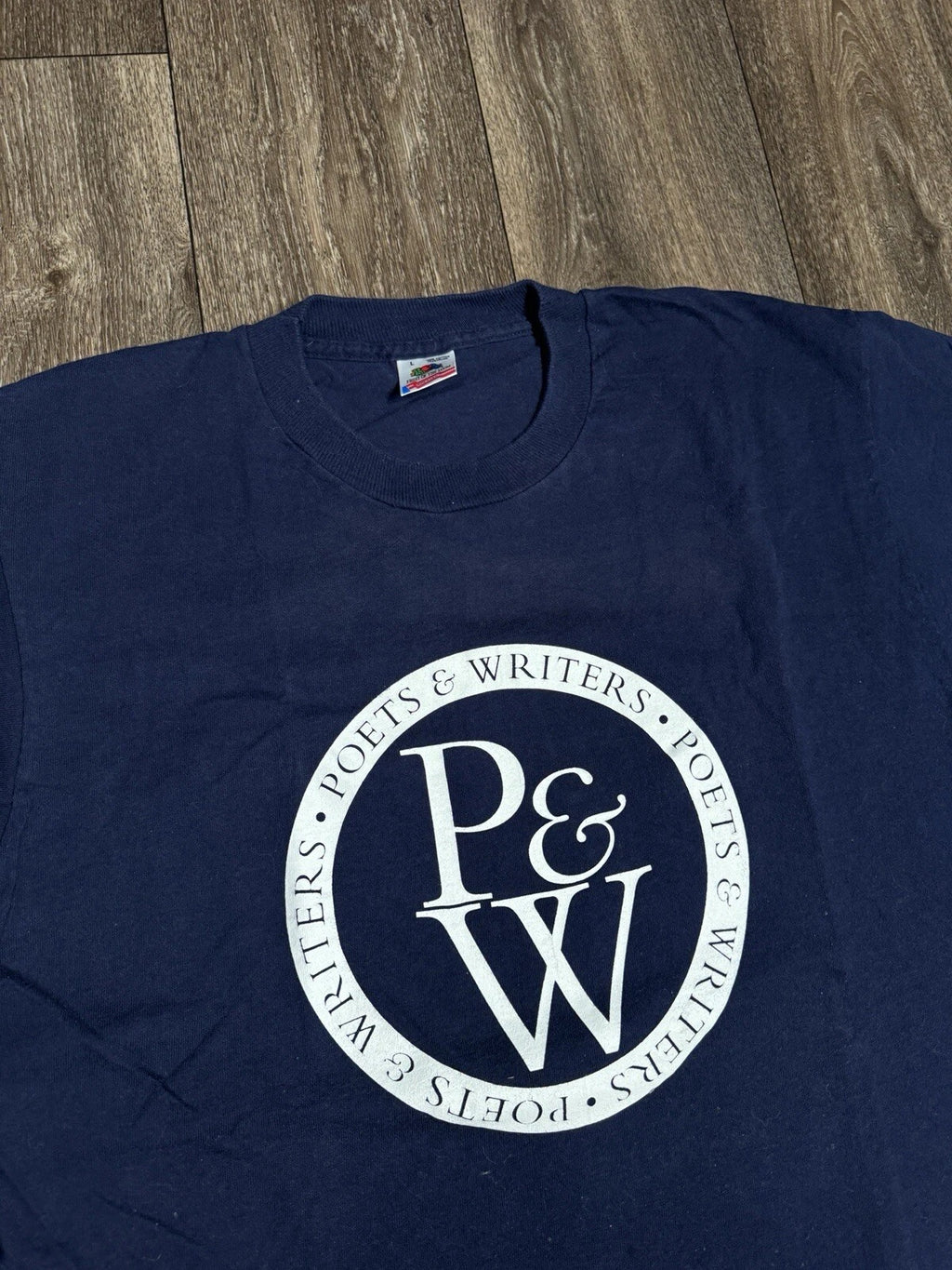 Vintage 80s Poets & Writers Scholars Creative Navy Blue T-Shirt Large