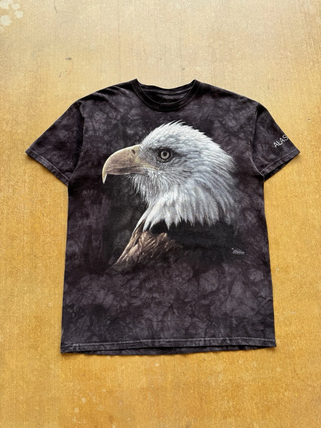 The Mountain 2013 Eagle Alaska Big Face Black Gray Tie Dye T-Shirt Y2K XL