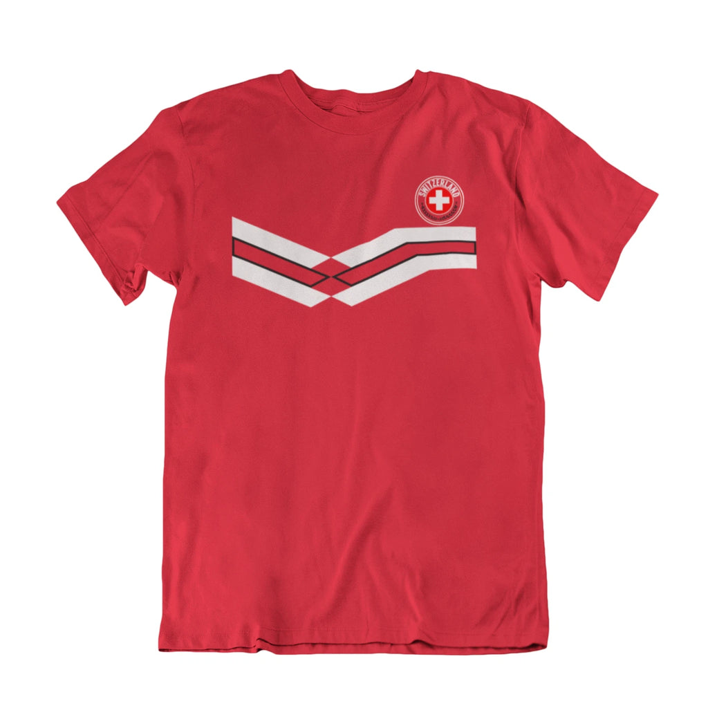 Mens SWITZERLAND Retro Strip Style Football Tee 2026 T-Shirt World Cup Kit FLag