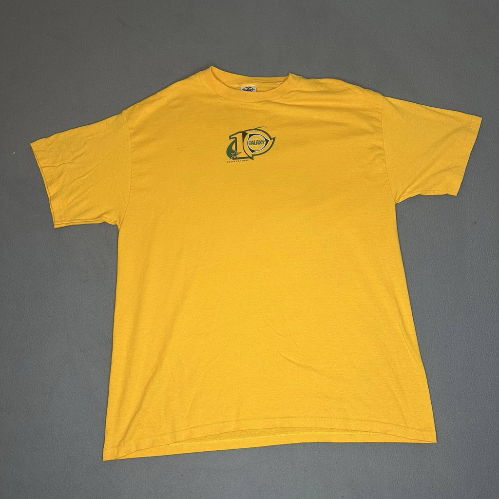 Vintage LA Galaxy 10th Season T-Shirt Yellow Delta Pro Weight MLS Soccer Tee L
