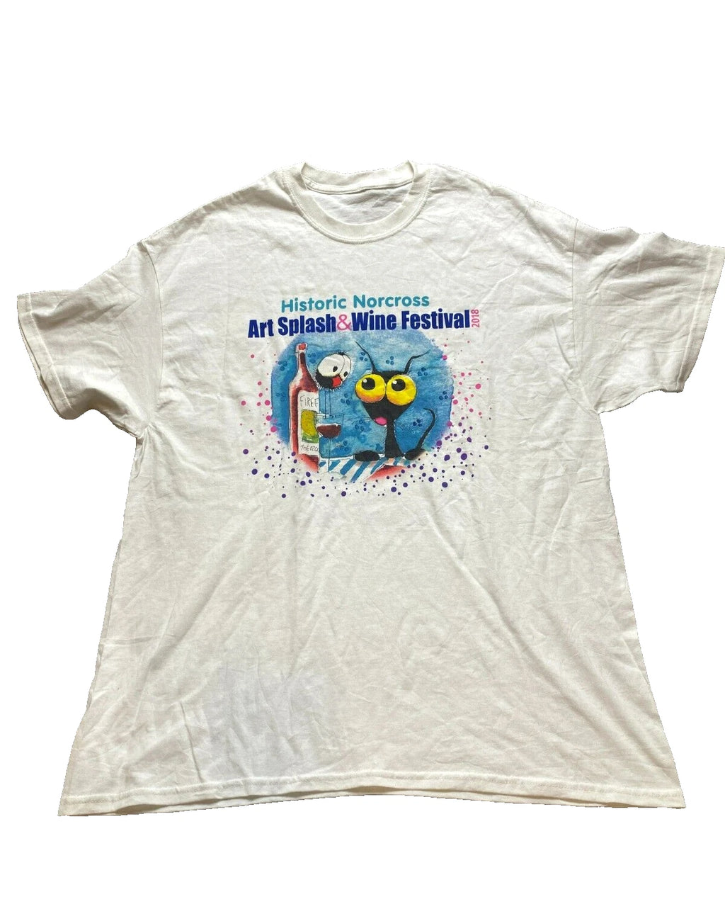 Historic Norcross Shirt Adult Extra Large White Art Splash & Wine Festival Mens