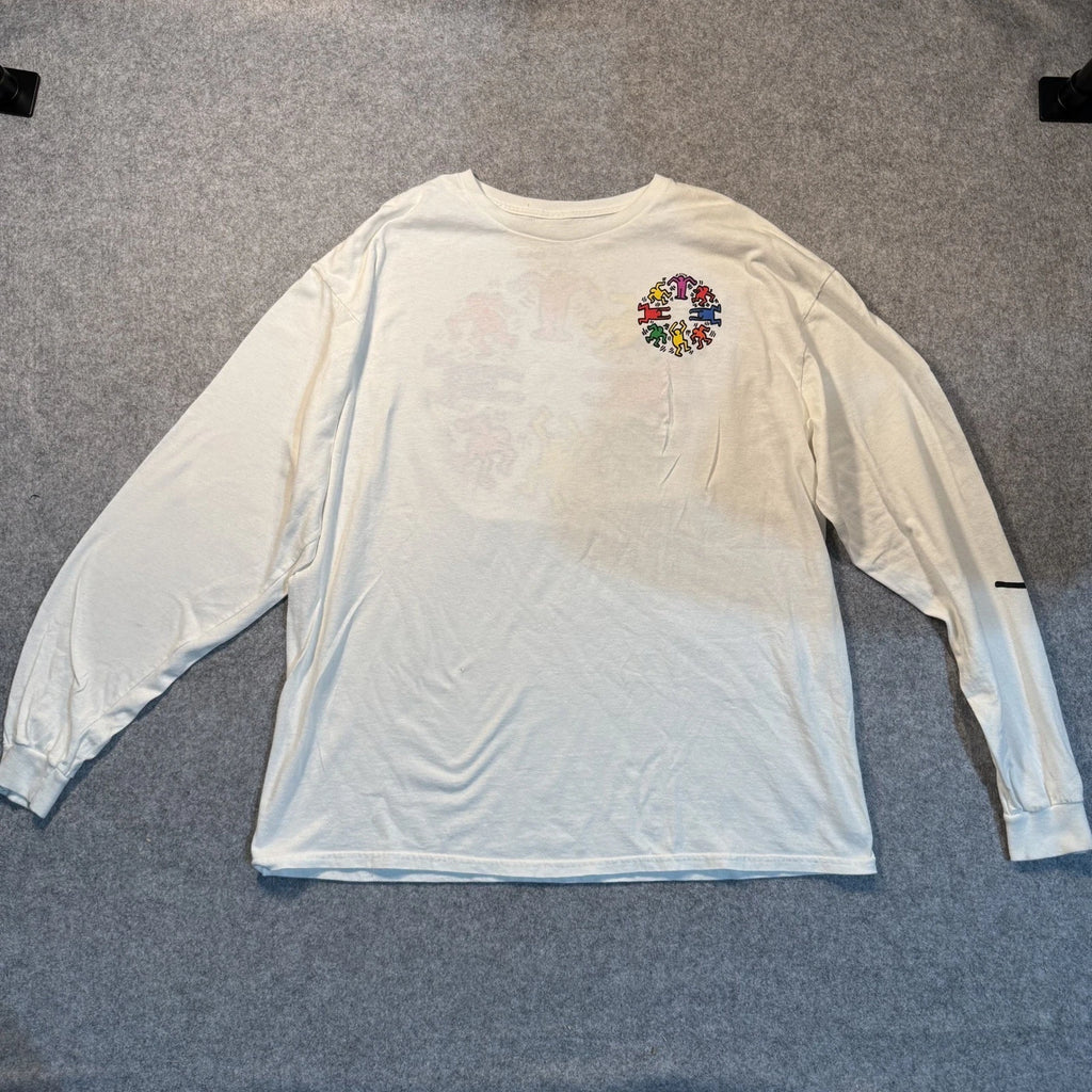 Keith Haring Long Sleeve Graphic T Shirt Mens XL White Art Pop Streetwear