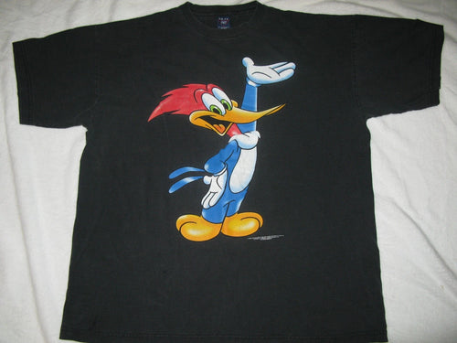 1998  Woodpecker Tee -- WOODY w/ Hand Up Black  X-L  U.S. T's 707 Walter Lantz