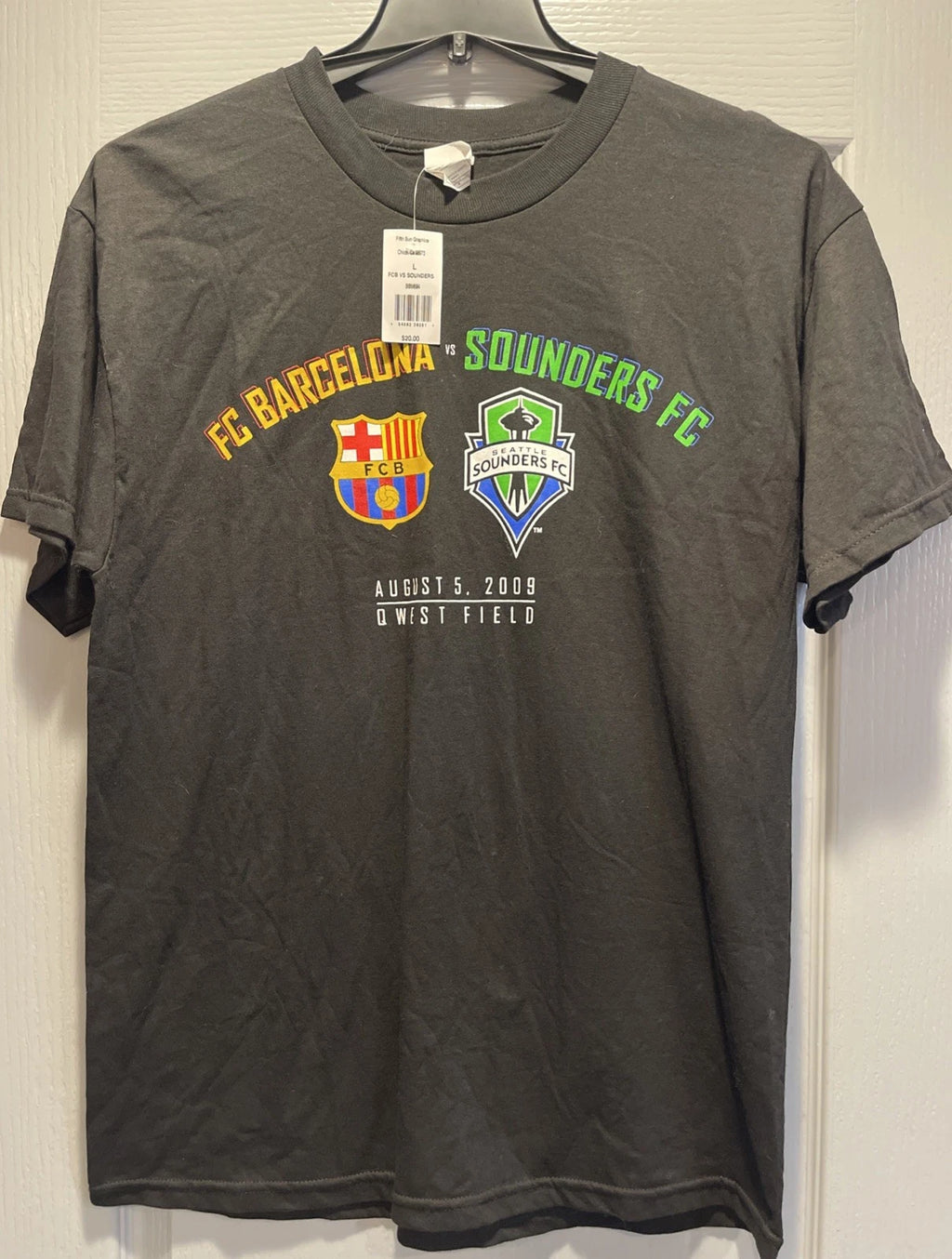 2009 FC Barcelona vs Seattle Sounders Qwest Field Soccer T-Shirt Size Large