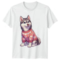 Cute Husky Puppy Dog Wearing Womens T-Shirt Siberian Husky Valentines Day