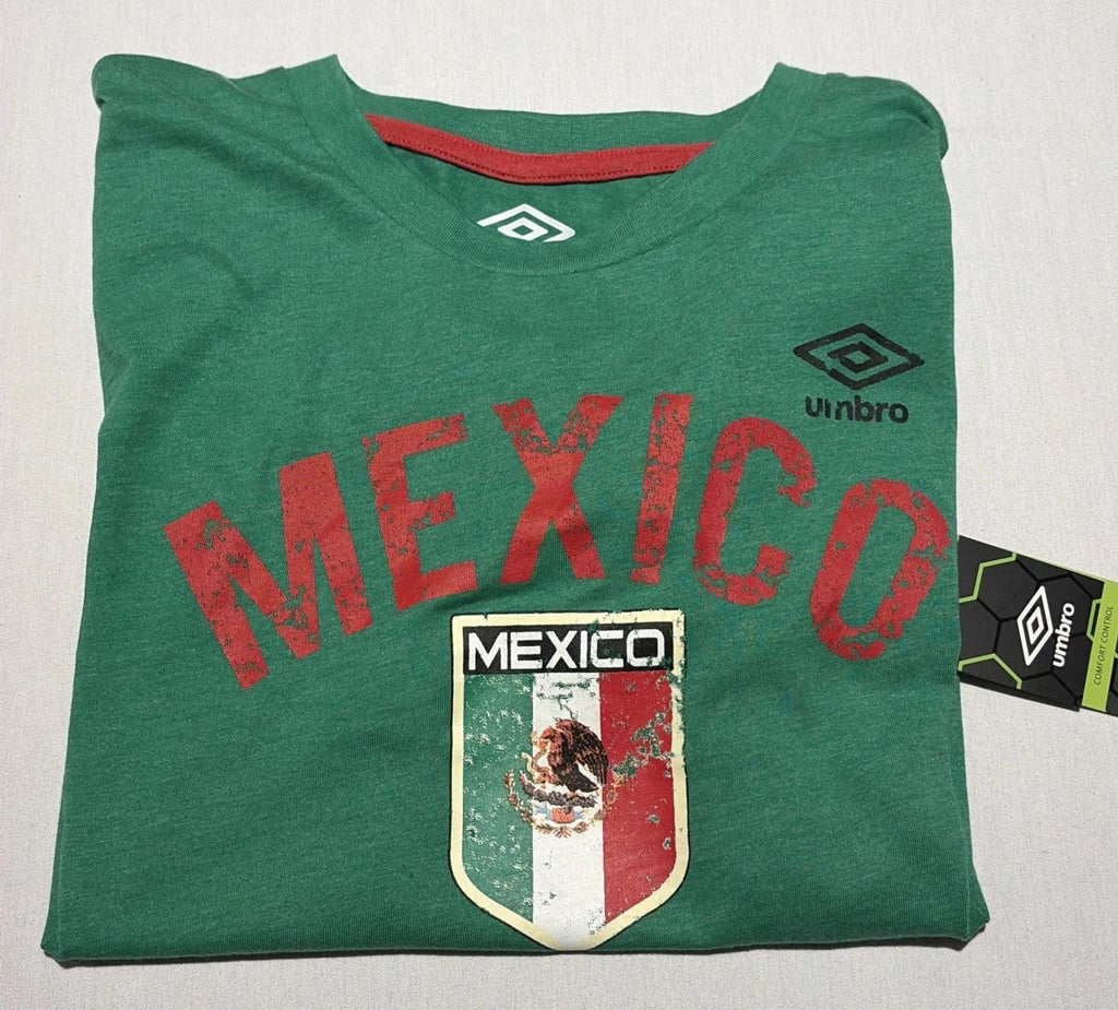Umbro Mexico Soccer T-Shirt Men's Large Green Printed Graphic New Tags     -F430