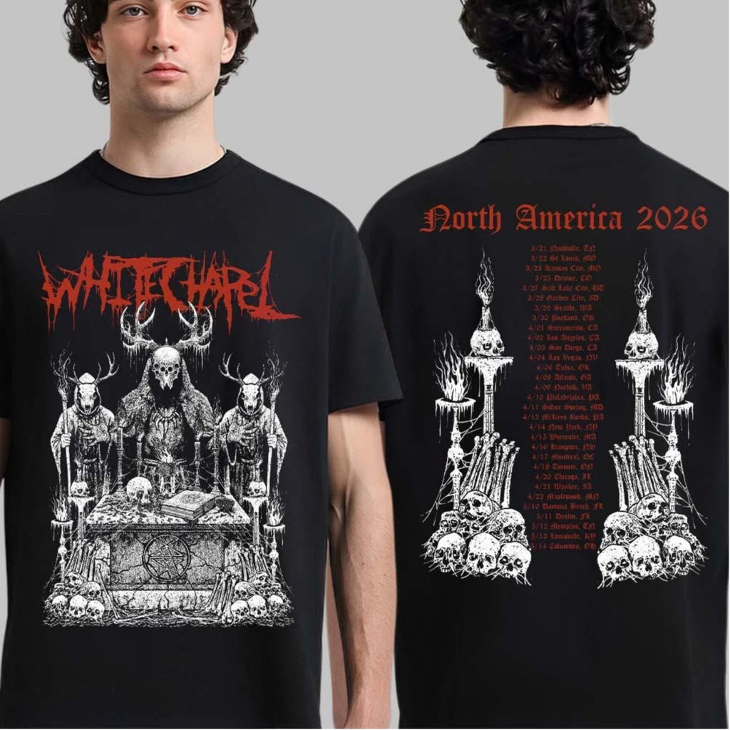 Whitechapel North America Tour 2026 Graphic With Dates Back T-shirt