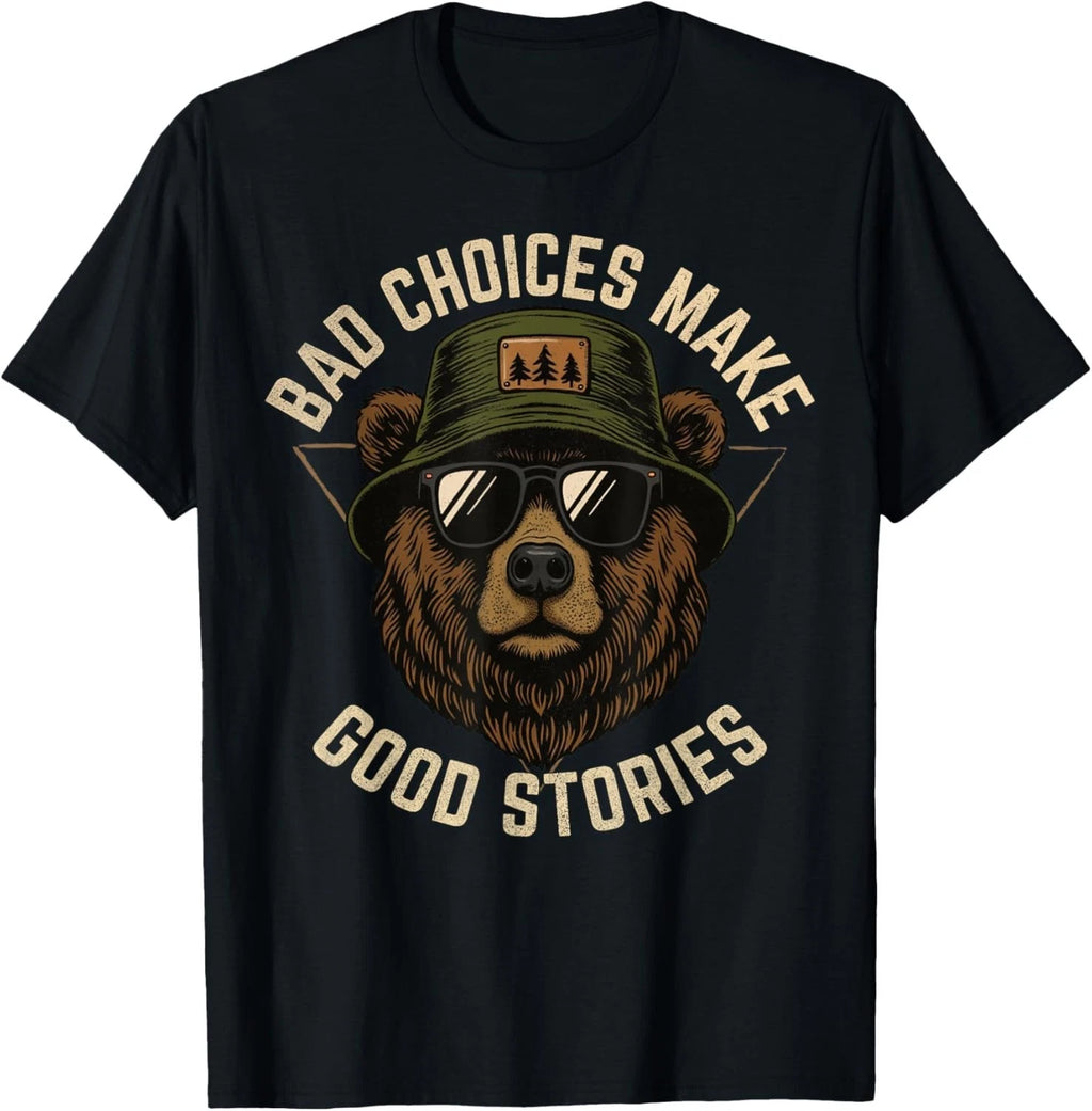 Funny Graphic Tees Retro Bear Bad Choices Make Good Stories Gift Unisex T-Shirt