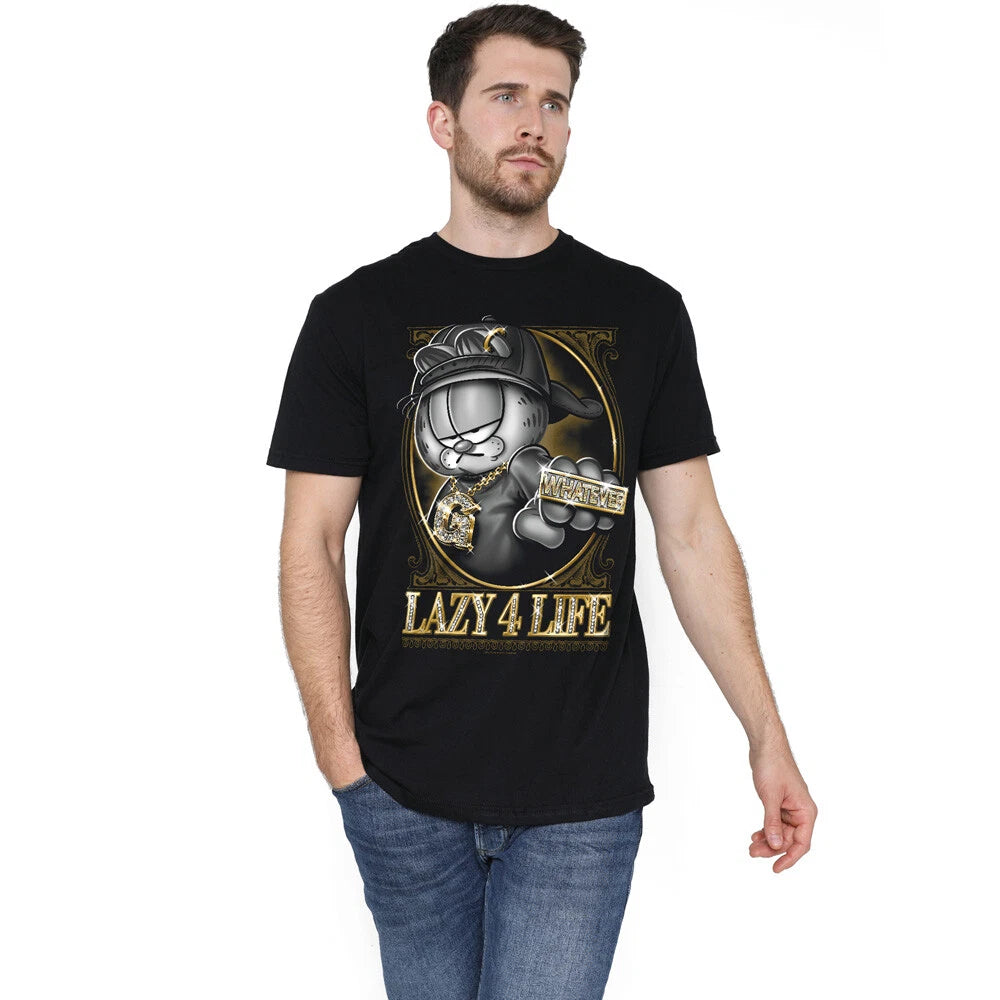 Garfield Lazy 4 Life T-Shirt S-5XL, Black