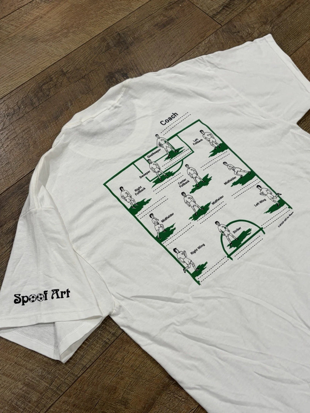 Vintage Soccer Team Graphic Tee Spoof Art Large White & Green World Cup