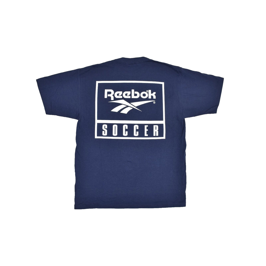 Reebok Soccer Vintage 90s T-Shirt Men's Navy Blue Athletic Tee Size L USA made